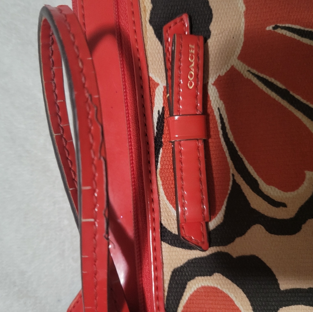 Coach Red And Orange Floral Wristlet - Picture 7 of 8